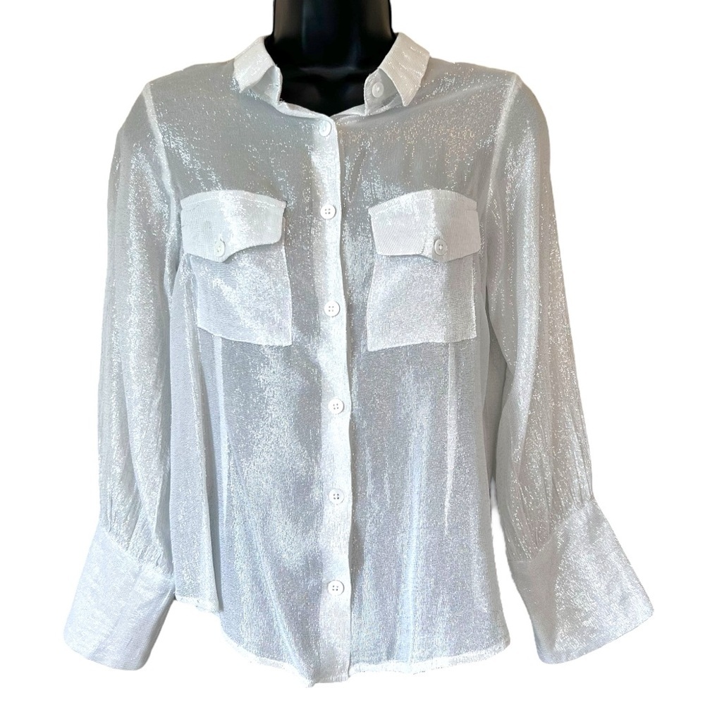 Gretchen Scott Metallic Flap Blouse